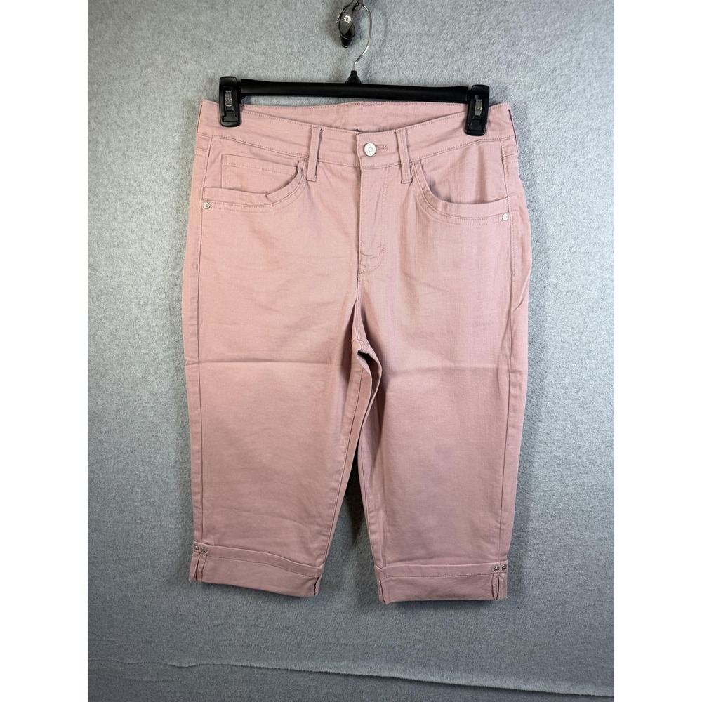 Gloria Vanderbilt Pants Womens 10 Pink Twill Capri Cuffed Cropped Casual
